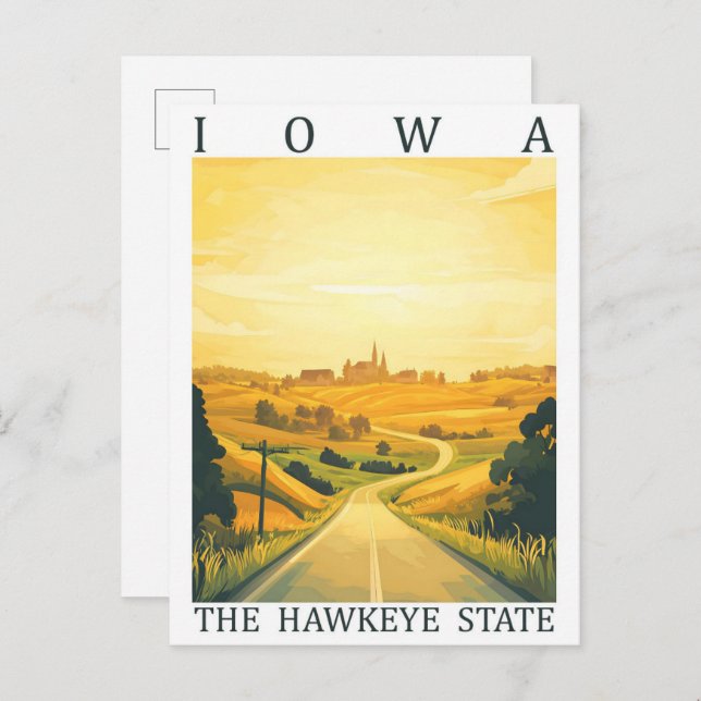 Cartão Postal Iowa the Hawkeye State USA Viagem Place (Frente/Verso)