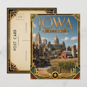 Cartão Postal Iowa Vintage Art Deco Era de Ouro