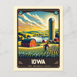Cartão Postal Iowa | Vintage espirituosa patriótica