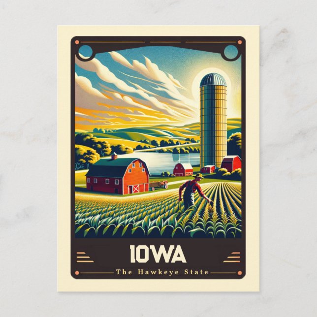 Cartão Postal Iowa | Vintage espirituosa patriótica (Frente)