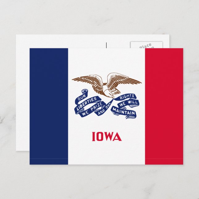 Cartão Postal Iowan Flag, Flag de Iowa (Frente/Verso)