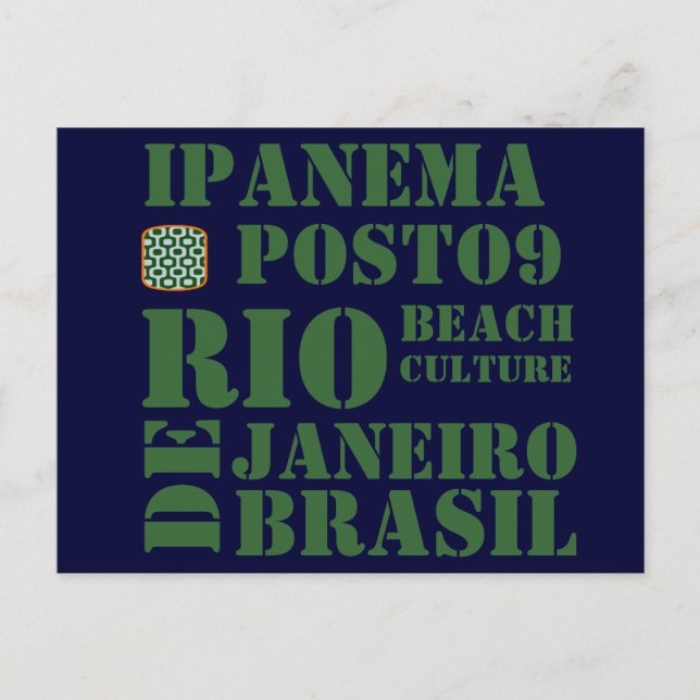 Cartão Postal ipanema posto 9, cultura de praia (Frente)
