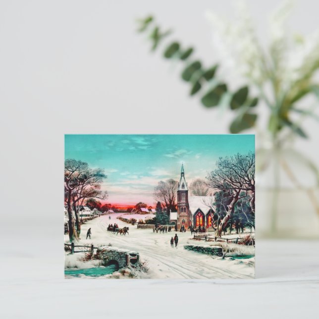 Cartão Postal Ir à Igreja, Véspera de Natal por J. Hoover & Son (Em pé/Frente)