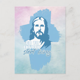Cartão Postal Ir Para A Igreja..! Jesus Cristo. Christian Preach