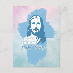 Cartão Postal Ir Para A Igreja..! Jesus Cristo. Christian Preach