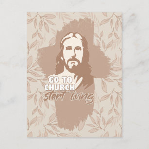 Cartão Postal Ir Para A Igreja..! Jesus Cristo. Christian Preach