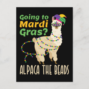 Cartão Postal Ir para Mardi Gras Alpaca as Miçangas
