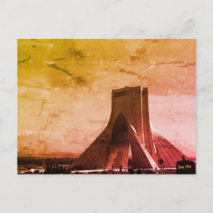 Cartão Postal Irã Antigo Teerã Praça Azadi