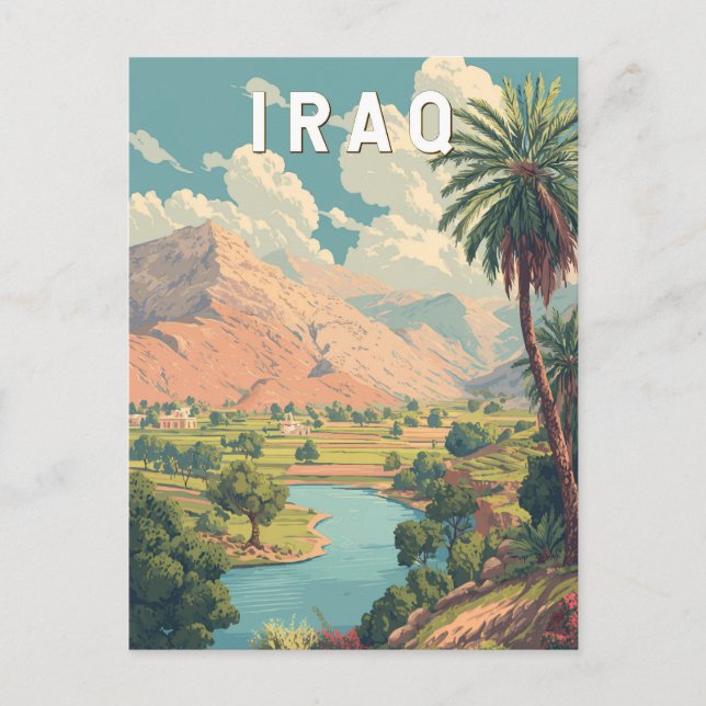 Cartão Postal Iraq Illustration Travel Art Vintage (Frente)