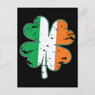 Cartão Postal Ireland Flag Patriotic Irish Clover St.Patty's Day