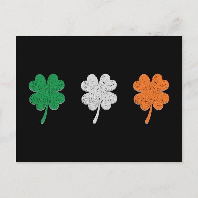 Cartão Postal Ireland Shamrock Clover Flag (Frente)