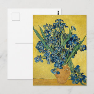 Cartão Postal Íris de Van Gogh - Arte Azul e Amarelo Ousada
