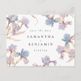 Cartão Postal Iris Floral Wedding Elegante Salvar a Data