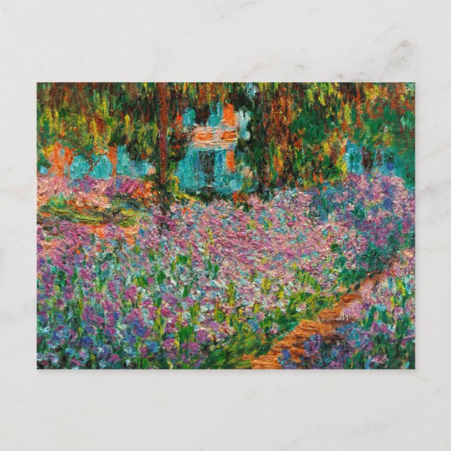 Cartão Postal Íris Jardim Monet Giverny flores (Frente)