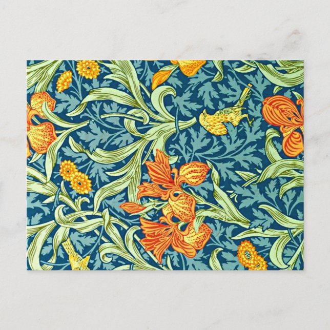 Cartão Postal Iris, popular design by William Morris, (Frente)
