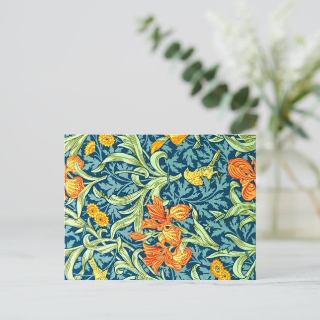 Cartão Postal Iris, um padrão William Morris, (Em pé/Frente)