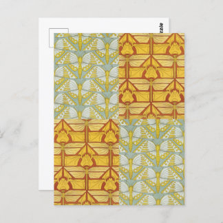 Cartão Postal Irisa Dragonflies Butterflies Art Nouveau