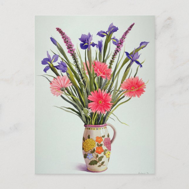 Cartão Postal Irises e Berbera em um Jug Holandês (Frente)