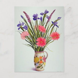 Cartão Postal Irises e Berbera em um Jug Holandês