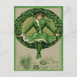 Cartão Postal Irish American Flag Harp de Erin Shamrock