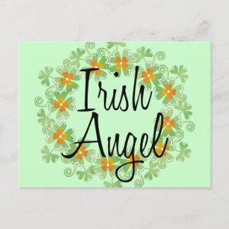 Cartão Postal Irish Angel Shamrock Wreath