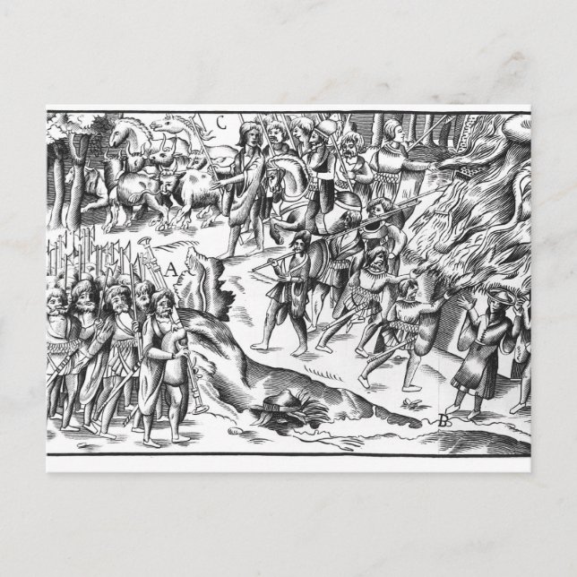 Cartão Postal Irish Cattle Raid on a English Plantation (Frente)