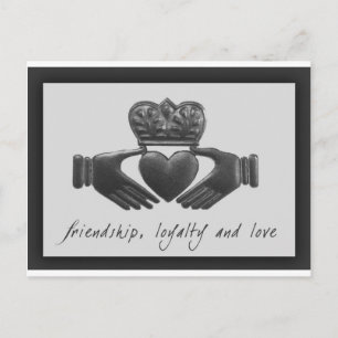 Cartão Postal Irish Claddagh, amizade, lealdade e amor