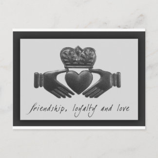 Cartão Postal Irish Claddagh, amizade, lealdade e amor
