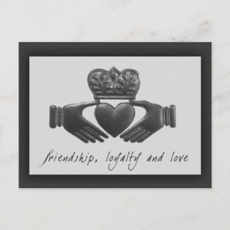 Cartão Postal Irish Claddagh, amizade, lealdade e amor