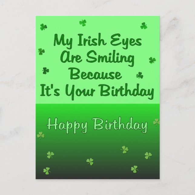 Cartão Postal Irish Eyes Birthday (Frente)