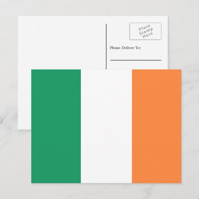 Cartão Postal Irish Flag, Flag of Republic of Ireland (Frente/Verso)