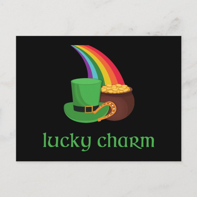 Cartão Postal Irish Lucky Charm Rainbow (Frente)