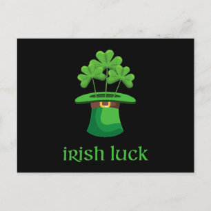 Cartão Postal Irish Lucky Shamrock Clover Leprechaun Green Hat