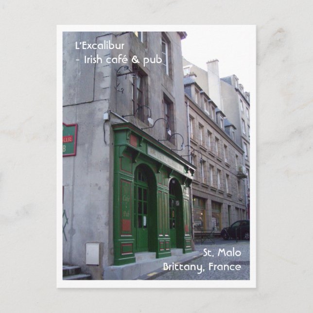Cartão Postal Irish Pub in Rua. Malo, França (Frente)