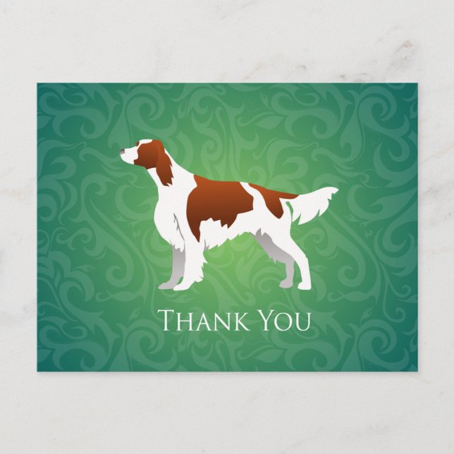 Cartão Postal Irish Red and White Setter Obrigado (Frente)