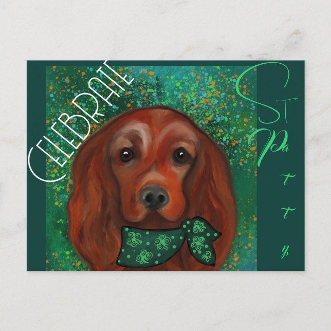 Cartão Postal Irish Red Setter (Frente)