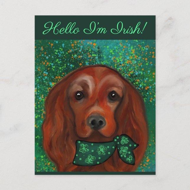 Cartão Postal Irish Red Setter (Frente)
