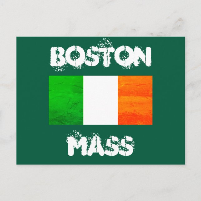 Cartão Postal Irish Roots in Boston MA – Bold Flag Graphic (Frente)