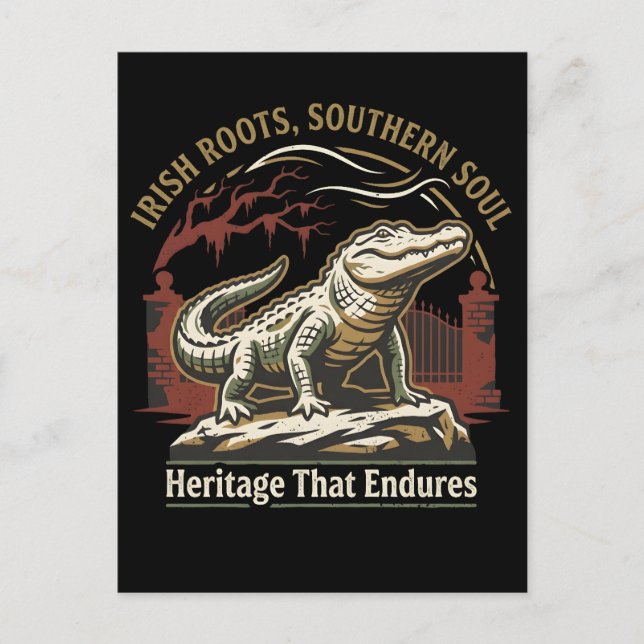 Cartão Postal Irish Roots Southern Soul Alligator (Frente)