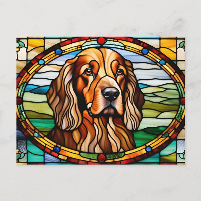 Cartão Postal Irish Setter Stainter Glass (Frente)