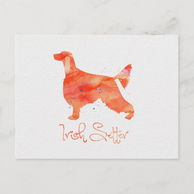Cartão Postal Irish Setter Watercolor Design (Frente)