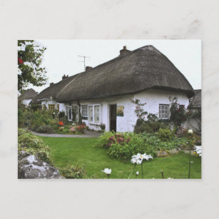 Cartão Postal Irlanda, Adare. Casca de telhado achatado