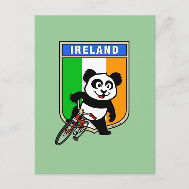 Cartão Postal Irlanda ciclando Panda (Frente)