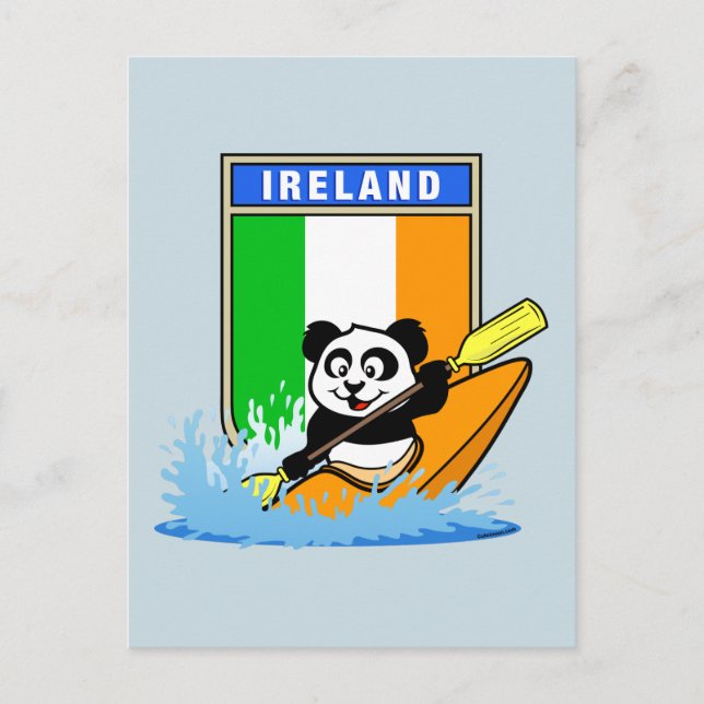 Cartão Postal Irlanda Kayaking Panda (Frente)