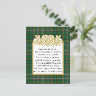 Cartão Postal Irlandês Prayer Celtic Border e Tartan