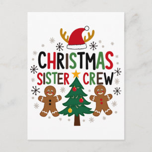 Cartão Postal Irmã de Natal Tripulação Festiva Gingerpão Amigos