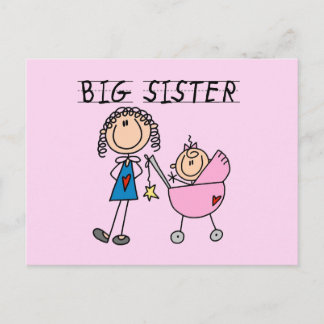 Cartão Postal Irmã Grande com t-shirts e presentes
