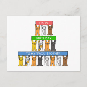 Cartão Postal Irmão Gêmeo Feliz Aniversário