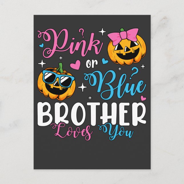 Cartão Postal Irmão Rosa Ou Azul Ama Você Bebê Abóbora (Frente)