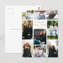 Cartão Postal Irmãs Amigas Para Sempre Colagem de Fotos Citação